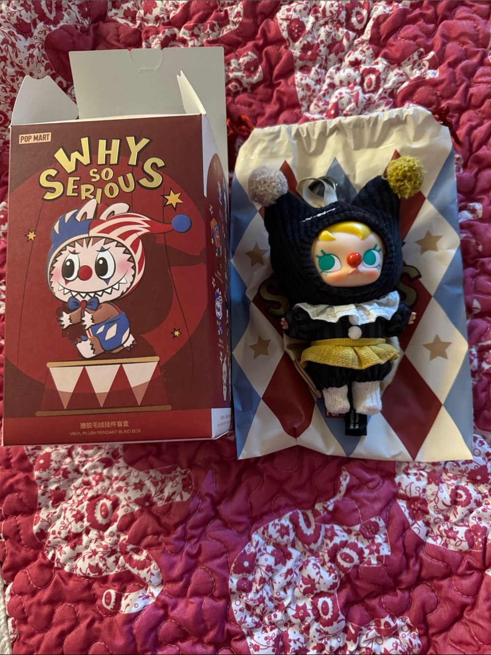 Pop Mart Why So Serious Clown Doll Keychain – Black & Yellow